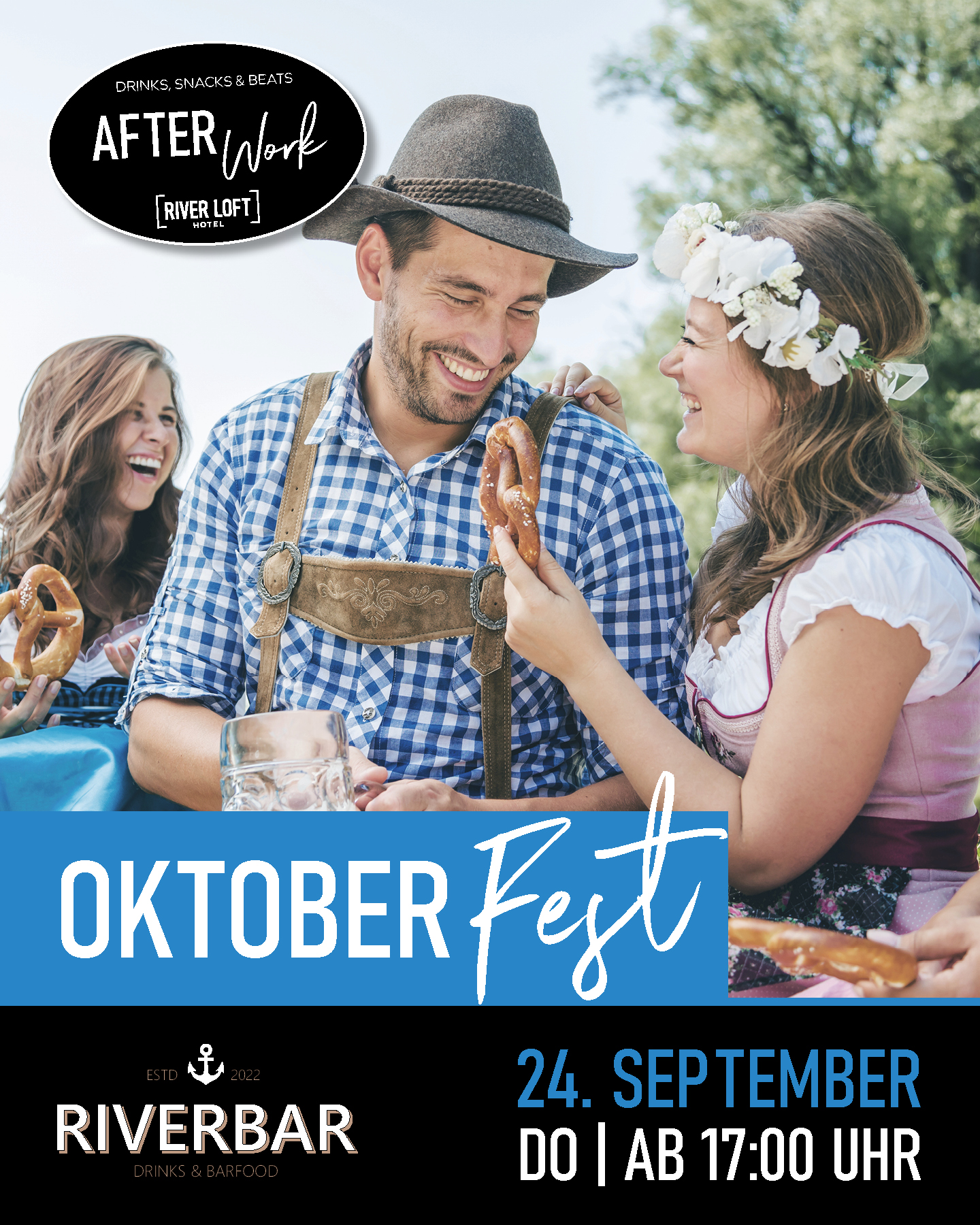 Werbung für ein Afterwork-Events, beworben für den 24. September mit dem Motto Oktoberfest ab 17:00 Uhr